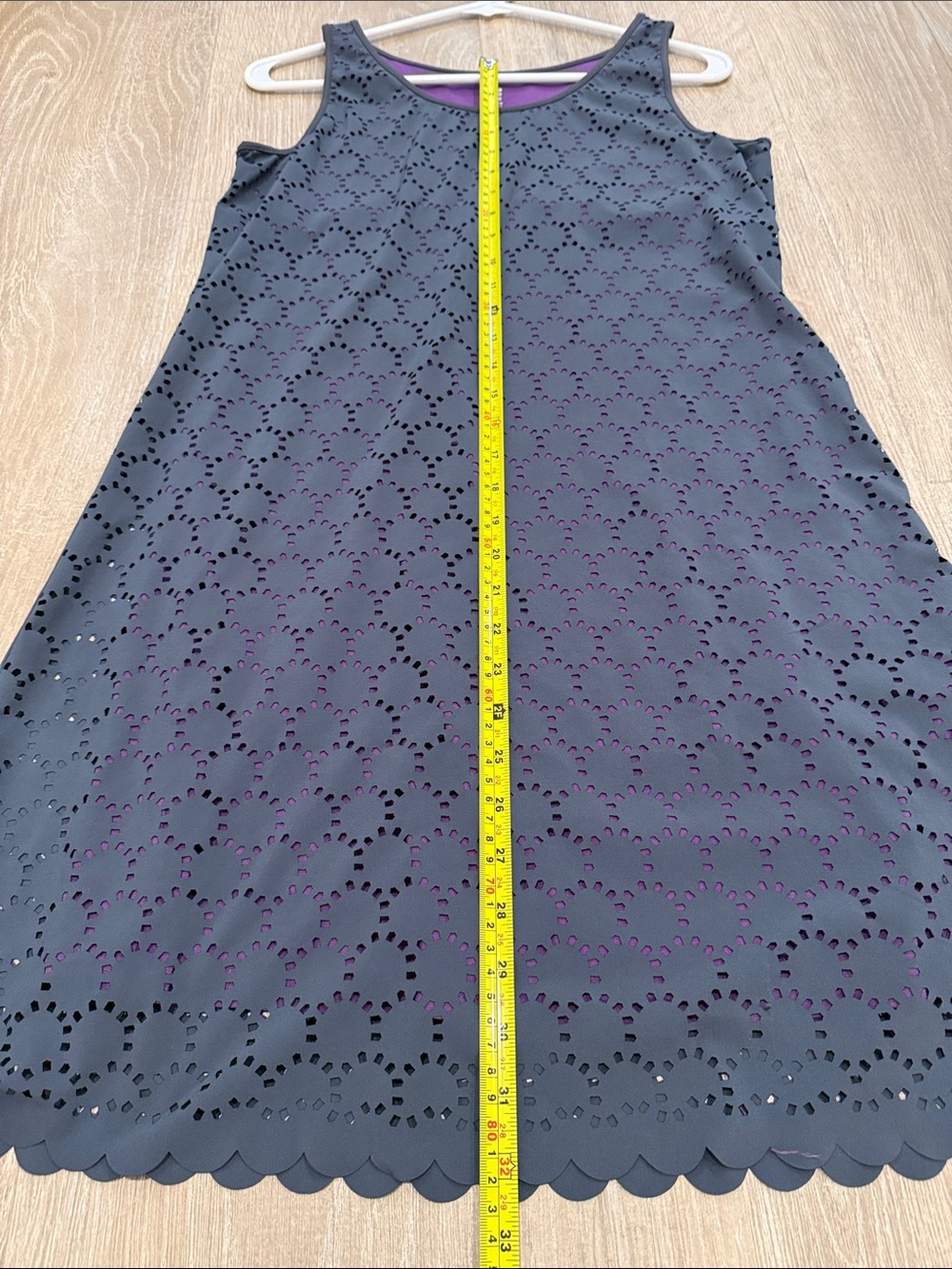Title Nine Eyelet Sleeveless Swing Dress with Purple Lining - Picture 4 of 6